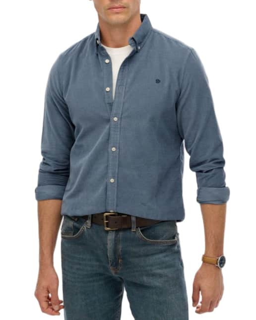 Superdry Mens Classic Needle Cord Shirt Stormy Weather Blue Northern