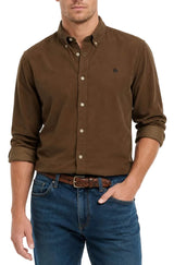 Superdry Mens Classic Needle Cord Shirt Winter Twig Beige/Brown