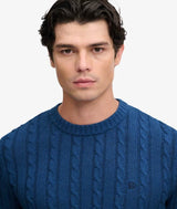 Superdry Mens Cotton Cable Knit Crew Neck Jumper Sea Blue Northern