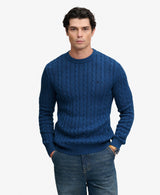 Superdry Mens Cotton Cable Knit Crew Neck Jumper Sea Blue Northern