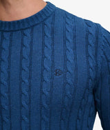 Superdry Mens Cotton Cable Knit Crew Neck Jumper Sea Blue Northern