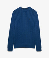 Superdry Mens Cotton Cable Knit Crew Neck Jumper Sea Blue Northern