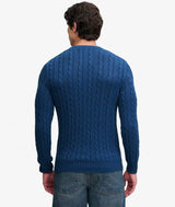 Superdry Mens Cotton Cable Knit Crew Neck Jumper Sea Blue Northern