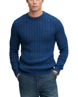 Superdry Mens Cotton Cable Knit Crew Neck Jumper Sea Blue Northern