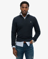 Superdry Mens Cotton Half Zip Knit Jumper Navy Northern Ireland
