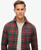 Superdry Mens Cotton Lumberjack Shirt Buckshot Check Red Northern