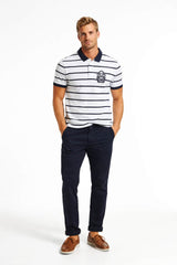 Superdry Mens Crest Stripe Polo Shirt Optic/Navy Northern Ireland