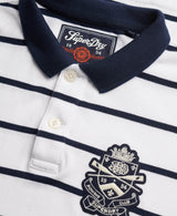 Superdry Mens Crest Stripe Polo Shirt Optic/Navy Northern Ireland