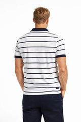 Superdry Mens Crest Stripe Polo Shirt Optic/Navy Northern Ireland