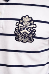 Superdry Mens Crest Stripe Polo Shirt Optic/Navy Northern Ireland