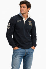 Superdry Mens Double Emblem Rugby Shirt Eclipse Navy Northern Ireland