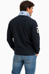 Superdry Mens Double Emblem Rugby Shirt Eclipse Navy Northern Ireland