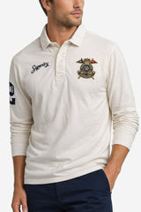 Superdry Mens Double Emblem Rugby Top Chalk White Northern Ireland