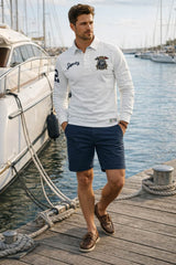 Superdry Mens Double Emblem Rugby Top Chalk White Northern Ireland