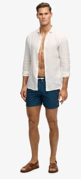 Superdry Mens Embroidered Logo 15 Inch Swim Sorts - Blue Bottle