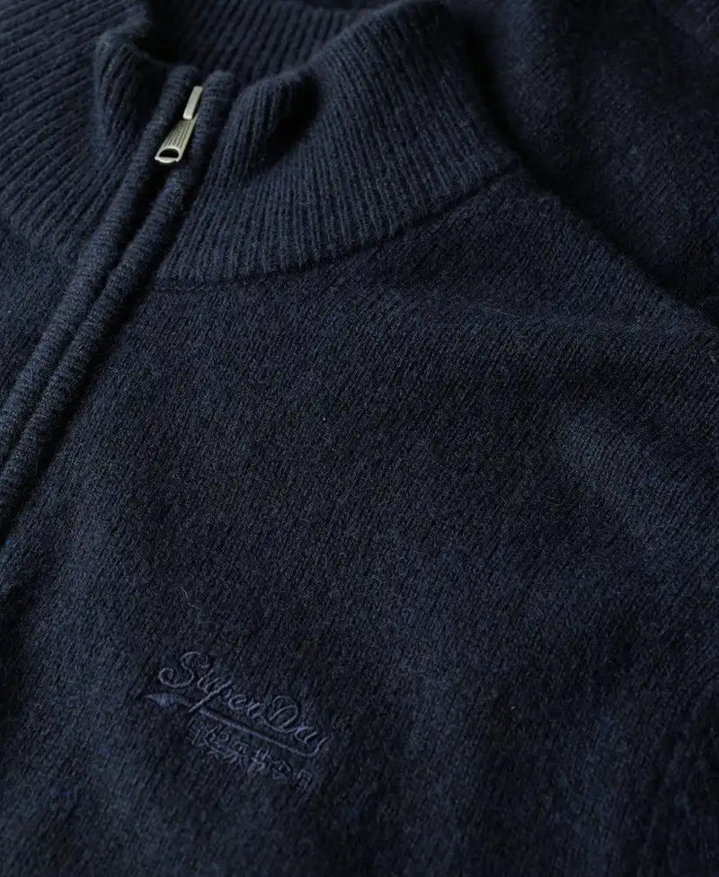 Superdry Mens Essential Embroidered Knit Half Zip Jumper Carbon Navy