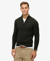 Superdry Mens Essential Embroidered Knit Half Zip Jumper Dark Moss