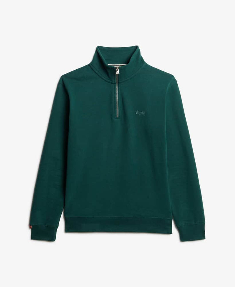 Superdry Mens Essential Half Zip Sweatshirt Dark Pine Green Northern