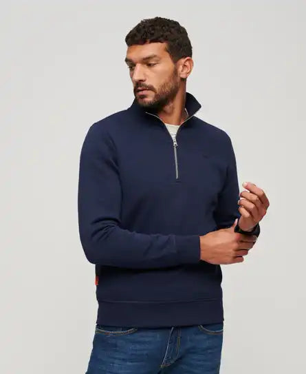 Superdry Mens Essential Half Zip Sweatshirt Rich Navy Marl