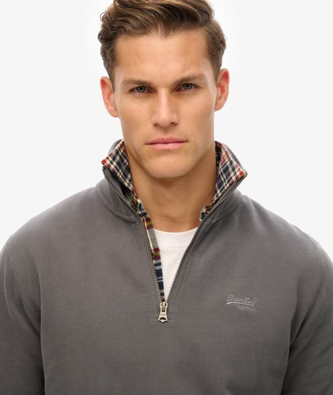 Superdry Mens Essential Logo Half Zip Anthricite Grey Northern