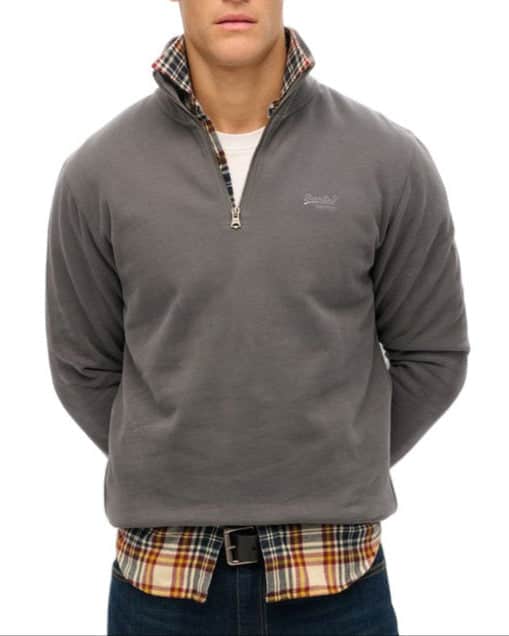 Superdry Mens Essential Logo Half Zip Anthricite Grey Northern