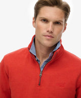 Superdry Mens Essential Logo Half Zip Sweatshirt Cinnibar Orange Marl