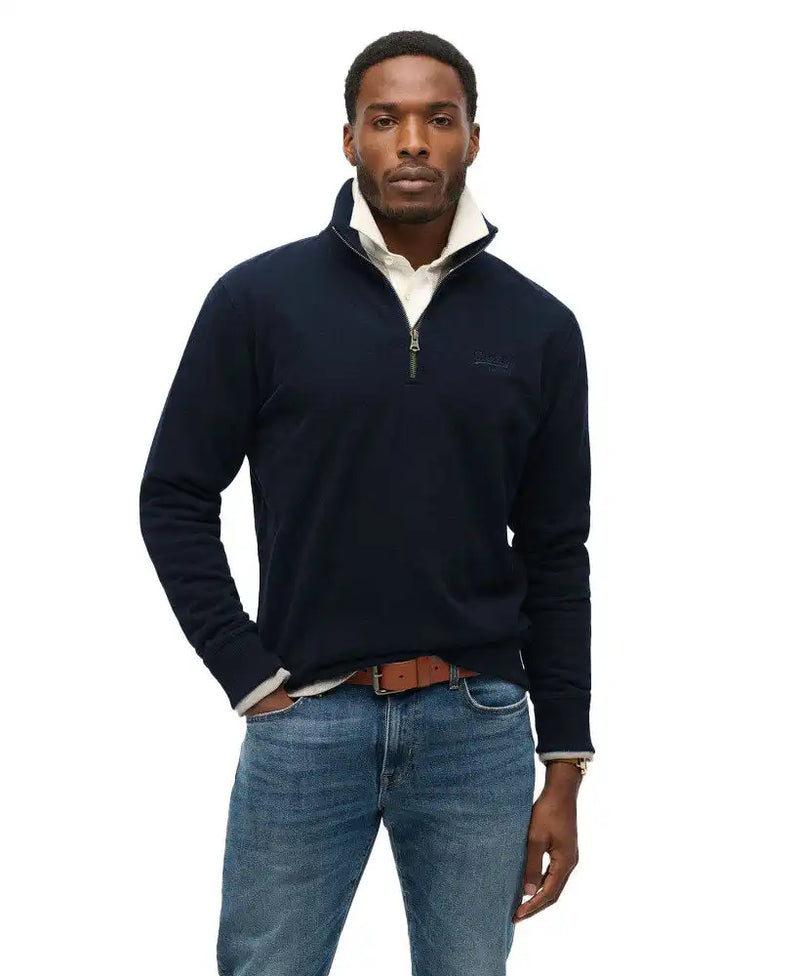 Superdry Mens Essential Logo Henley Half Zip Sweatshirt
