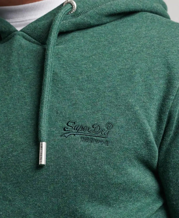 Superdry Vintage Logo Embroidered Hoodie Campus Green Marl -