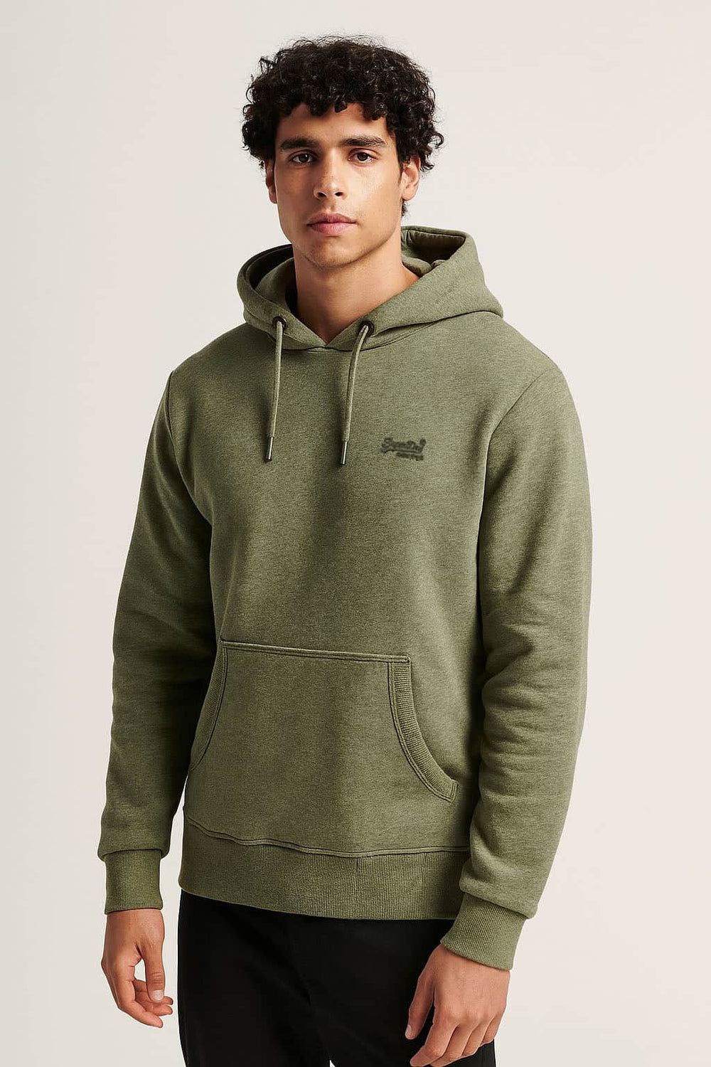 Superdry Mens Essential Logo Hoodie Faded Sage Green
