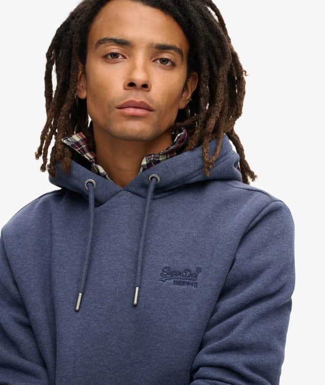 Superdry Mens Essential Logo Hoodie Heritage Navy Marl Northern