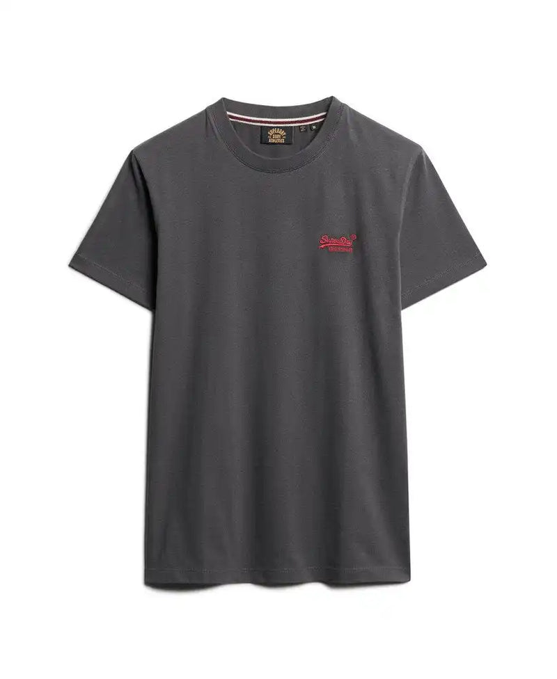 Superdry Mens Essential Logo T-Shirt Graphite Black/Fluro Red