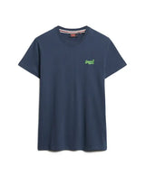 Superdry Mens Essential Logo T-Shirt Lauren Navy / Fluro Lime