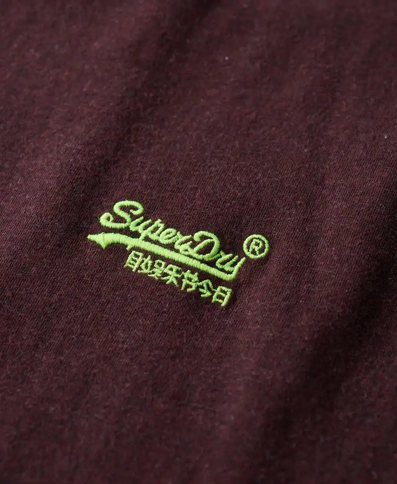 Superdry Mens Essential Logo T-Shirt Tawnty Port/Fluro Yellow