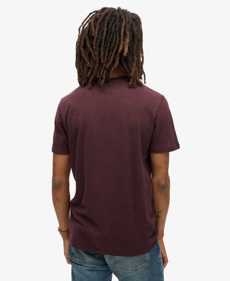 Superdry Mens Essential Logo T-Shirt Tawnty Port/Fluro Yellow