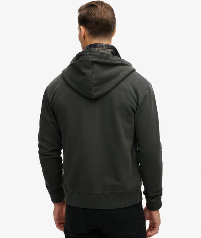 Superdry Mens Essential Logo Washed Zip Hoodie Washed Black Northern
