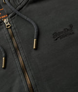 Superdry Mens Essential Logo Washed Zip Hoodie Washed Black Northern