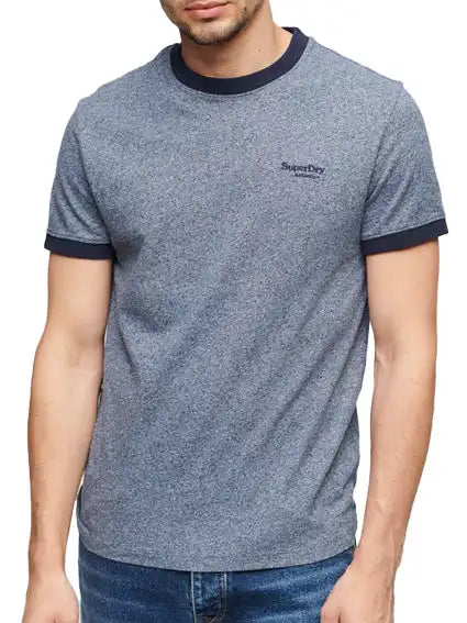 Superdry Mens Essential Ringer T-Shirt Frosted Navy Grit Northern