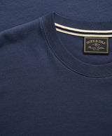 Superdry Mens Essential Serif Logo Embroidered T-Shirt Navy/Yellow