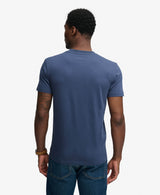Superdry Mens Essential Serif Logo Embroidered T-Shirt Navy/Yellow