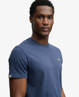 Superdry Mens Essential Serif Logo Embroidered T-Shirt Navy/Yellow