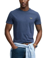 Superdry Mens Essential Serif Logo Embroidered T-Shirt Navy/Yellow