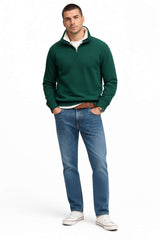 Superdry Mens Essential Serif Logo Half Zip Sweatshirt Varsity Green