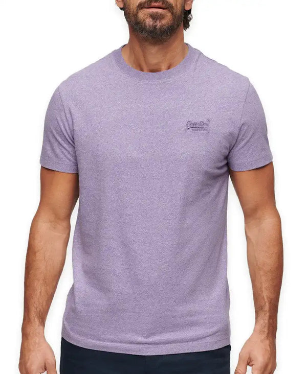 Superdry Men’s Essential Vintage Logo Embroidered T-Shirt Purple