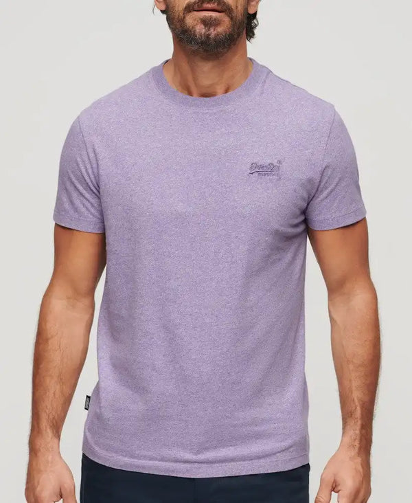 Superdry Men’s Essential Vintage Logo Embroidered T-Shirt Purple