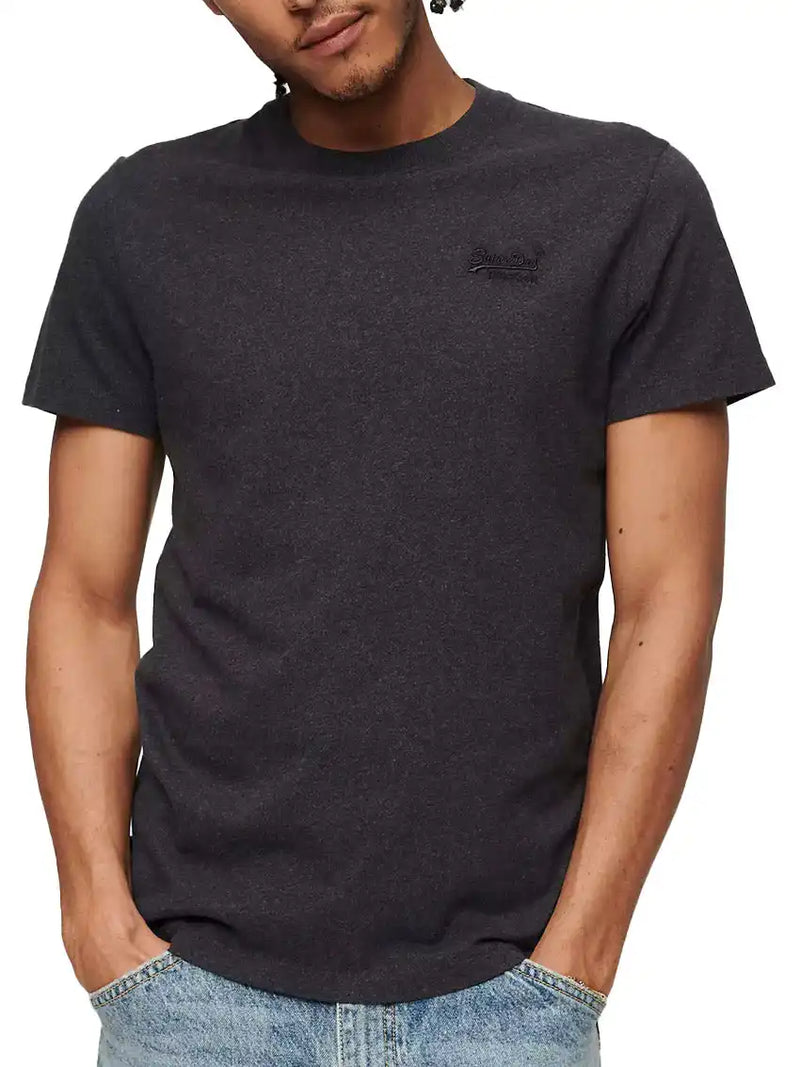 Men's Organic Cotton Essential Logo T-Shirt in Raven Black Marl