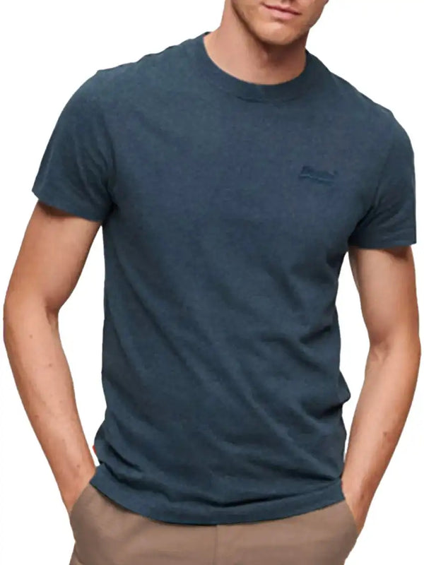 Superdry Men’s Essential Vintage Logo Embroidered T-Shirt Teal Blue