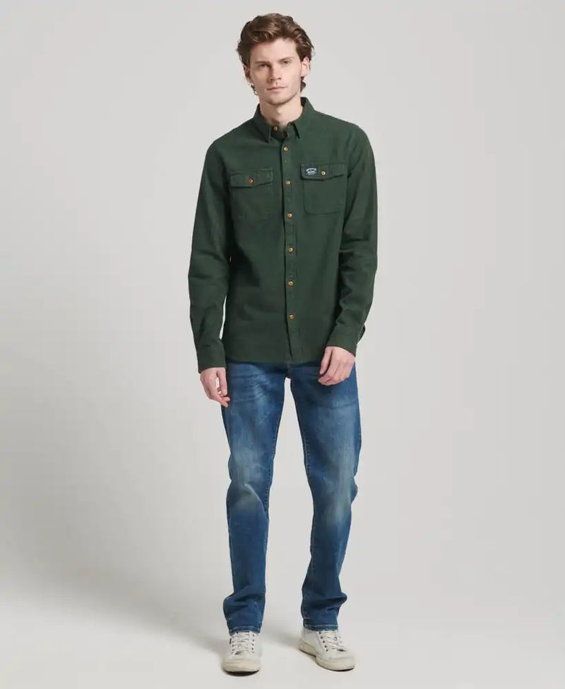Superdry Mens Flannel Workwear Shirt Enamel Green Northern Ireland