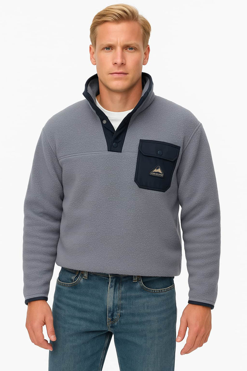 Superdry Mens Fuji Fleece Half Zip Washed Denim Blue Northern Ireland