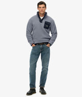 Superdry Mens Fuji Fleece Half Zip Washed Denim Blue Northern Ireland