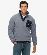 Superdry Mens Fuji Fleece Half Zip Washed Denim Blue Northern Ireland